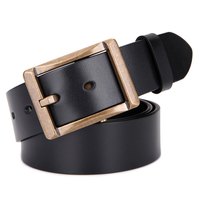 牛当家男士皮带做旧铜扣头层牛皮复古针扣腰带青年休闲真皮裤带 雅致黑 120cm 腰围2尺9-3尺