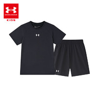 安德玛（Under Armour）男大童短袖T恤梭织短裤243120536&242123175 黑T黑短裤 130cm