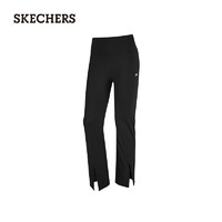 斯凯奇（Skechers）2024夏女速干瑜伽裤弹力开叉裤脚运动P224W071 碳黑/0018 XXL