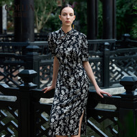 歌莉娅 GLORIA 山茶花印花旗袍连衣裙 1C3R4K140 83D黑底米白山茶花印花 S 83D黑底米白山茶花印花(预计4月15日) S(预计4月15日)