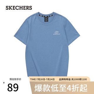 斯凯奇（Skechers）雪糕t恤女运动短袖男L223U046 花冠蓝/01P1 XXL 