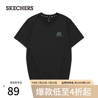 斯凯奇（Skechers）雪糕t恤女运动短袖男L223U046 碳黑/0018 L 