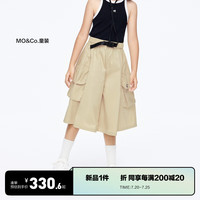 little MO&Co.little moco童装24夏装女童阔腿长裤工装裤七分裤KBD2PAT013 浅卡其色 130/56