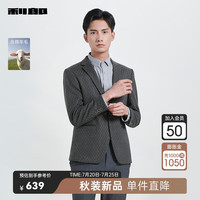 利郎休闲西服男外套绵羊毛混纺提花时尚24秋季男士西装上衣 黑灰绿(23QDX011SA) 165/80A