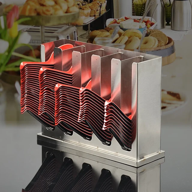 三洽 商用汤匙勺子筷子收纳盒无盖特厚大容量不锈钢勺子架饭店餐厅 五格勺子架（无盖）