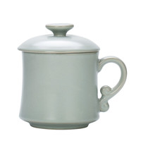 垚典 汝窑办公杯 汝瓷茶杯天青开片老板杯 茶杯带盖大容量 汝道个人杯茶道陶瓷水杯 汝窑禅意杯425ML