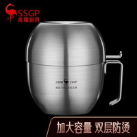 三四钢不锈钢快餐碗泡面碗饭缸食堂打饭碗快餐杯保温饭碗 法兰克福快餐碗（无隔层） 1.9L