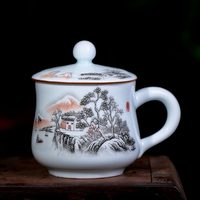 瑾鑫睿 景德镇茶杯陶瓷办公室小茶杯带把手柄主人杯喝水杯子家用 瑞雪雄风