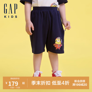 GAP【小黄人联名】男童2024夏季新款印花短裤儿童装休闲裤477871 海军蓝