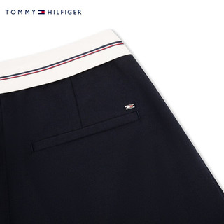 TOMMY HILFIGER24早秋女装羊毛混纺撞色叠褶腰边阔腿休闲裤WW0WW44155 藏青色DW5 32