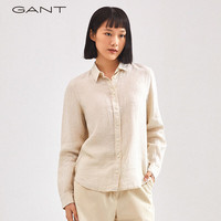 GANT甘特春夏女士时尚休闲翻领亚麻透气长袖衬衫|4322078 221米色 40