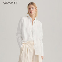 GANT甘特春夏女士时尚休闲翻领亚麻透气长袖衬衫|4322078 110白色 34