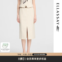 歌力思（ELLASSAY）2024秋季醋酸柔软垂坠时尚新颖半身裙女EWE353Q00800 珠光白 XS