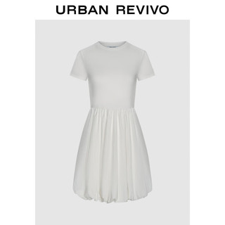 URBAN REVIVO UR2024夏季新款女装简约百搭纯色圆领花苞裙连衣裙UWU740069