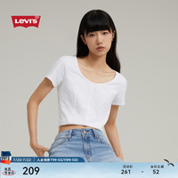 Levi's李维斯24早秋新款女士修身正肩美式复古辣妹纯色短袖T恤