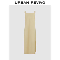 URBAN REVIVO 女士法式气质通勤直筒吊带连衣裙 UWG740140 卡其 M