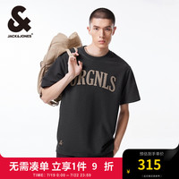 杰克·琼斯（JACK&JONES）夏季新款宽松纯棉字母刺绣舒适潮流圆领上衣短袖T恤男224301037 E11 布里斯托尔黑 E11 布里斯托尔黑 165/88A/XS