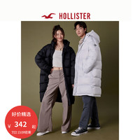 HOLLISTER长款防风防水棉服连帽外套 男装女装 KI332-3092 白色 L