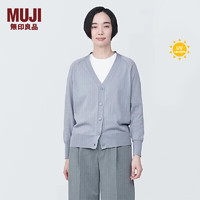 无印良品（MUJI）女式 防紫外线不易变形宽版开衫防晒衣服 女款长袖 外套 浅灰色 XS 150/76A