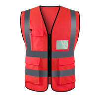 鑫凯蒙 广告反光马甲工作服工地背心施工外卖环卫工人服装印字logo 口袋款/红色 均码