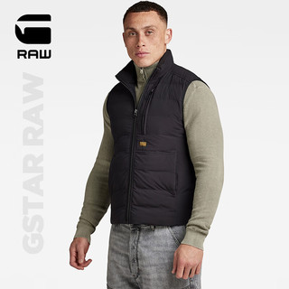 G-STAR RAW2024秋冬新款背心外穿男时尚潮流立领防泼水户外棉马甲D24277 黑色