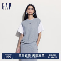 Gap女装2024夏季拼接假两件圆领短袖T恤百搭设计感上衣537088 浅灰色 175/92A(XL)亚洲尺码