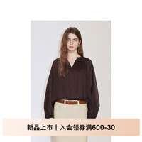 ochirly欧时力 100%新疆长绒棉套头衬衫女法式气质2024秋季 啡色 S