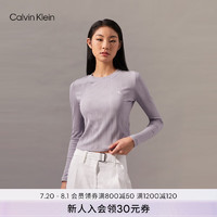 Calvin Klein Jeans24秋季新款女士通勤简约ck字母圆领打底针织长袖T恤J224783 BEH-太空黑