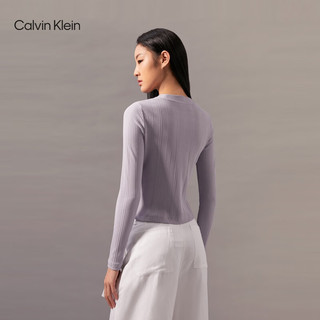 Calvin Klein Jeans24秋季新款女士通勤简约ck字母圆领打底针织长袖T恤J224783 BEH-太空黑