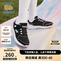 斯凯奇 中大童跑步鞋儿童魔术贴女童运动鞋透气童鞋319033L 黑色/薰衣草色/BKLV 30