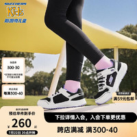 Skechers斯凯奇中大童跑步鞋儿童魔术贴女童运动鞋透气童鞋319033L 黑色/白色/BKW 35