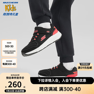 Skechers斯凯奇男童中大童跑步鞋儿童魔术贴运动鞋透气童鞋405262L 黑色/红色/BKRD 33