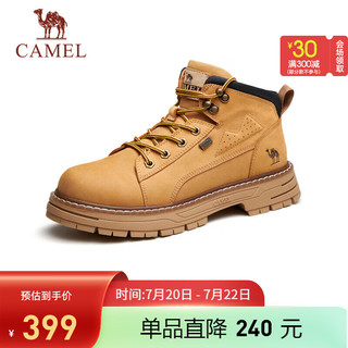 骆驼（CAMEL）户外复古磨砂牛皮厚底马丁工装男靴 G13W076001 驼/黑 44 