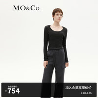 MO&Co.2024冬可机洗羊毛大圆领修身针织衫美拉德MBC4SWTK05 深花灰色 XS/155