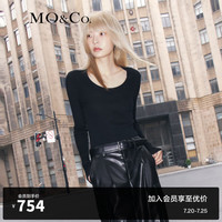 MO&Co.2024冬可机洗羊毛大圆领修身针织衫美拉德MBC4SWTK05 黑色 XS/155