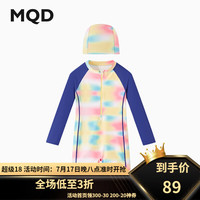 马骑顿（MQD）【泳衣套装】MQD女大童夏季游泳长袖撞色泳帽套装 花色 140cm