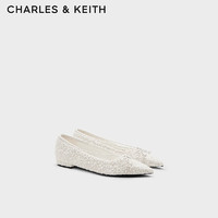 CHARLES&KEITH24秋季CK1-70900540蝴蝶结平底尖头芭蕾舞鞋女 White白色 35