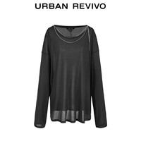 URBAN REVIVO 女士慵懒休闲链条装饰微透长袖T恤 UWJ440085