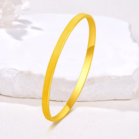 蒂蔻（Tico）满天星足金999黄金手镯5D硬金磨砂宽面素圈金镯子