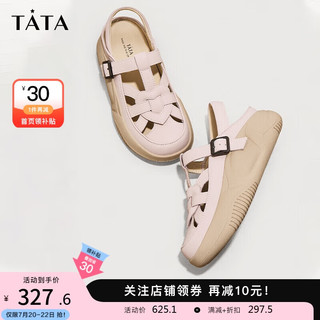 TATA 他她 厚底复古罗马凉鞋女鞋包头凉鞋溯溪鞋夏WW601BH4 粉色 37