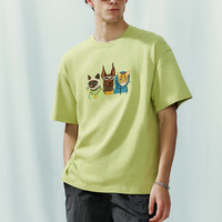 URBAN REVIVO 男士时髦趣味马赛克萌宠刺绣短袖T恤 UMY440002 褐绿 XS