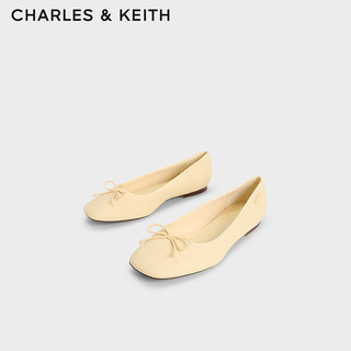 CHARLES&KEITHCK1-70380983简约蝴蝶结平跟单鞋女鞋 Yellow黄色 38