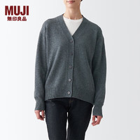 无印良品 MUJI 女式 美利奴羊毛中针距V领开衫针织毛衣秋冬款女装上衣外套 炭灰色 XXL (170/96A)