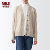 无印良品 MUJI 女式 美利奴羊毛中针距V领开衫针织毛衣秋冬款女装上衣外套 燕麦色 XS (150/76A)