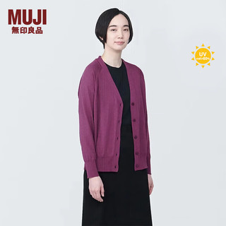 无印良品（MUJI）女式 防紫外线不易变形宽版开衫防晒衣服 女款长袖 外套 深紫红色 XL 165/92A