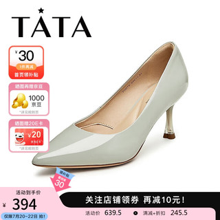 他她（TATA）尖头高跟鞋女细跟黑色单鞋女7DDT9AQ4 兰灰 33