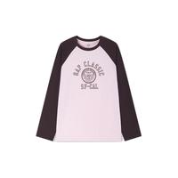 Gap 盖璞 女士印花logo撞色插肩袖长袖T恤女友T上衣 622781 粉色 XS