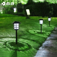 点点 太阳能草坪灯户外家用庭院别墅景观花园草地院子装饰插地小夜灯 简约金属玻璃款-白光单只装