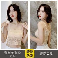 十方秀才蕾丝美背裹胸内衣女打底抹胸文胸防走光带胸垫吊带背心女外穿 【1件装】肤色 M 【70-105斤】