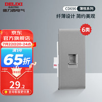 DELIXI德力西超薄118型开关插座面板 CD696星空灰色厨房暗装组合15孔插座面板 电脑功能件(六类)